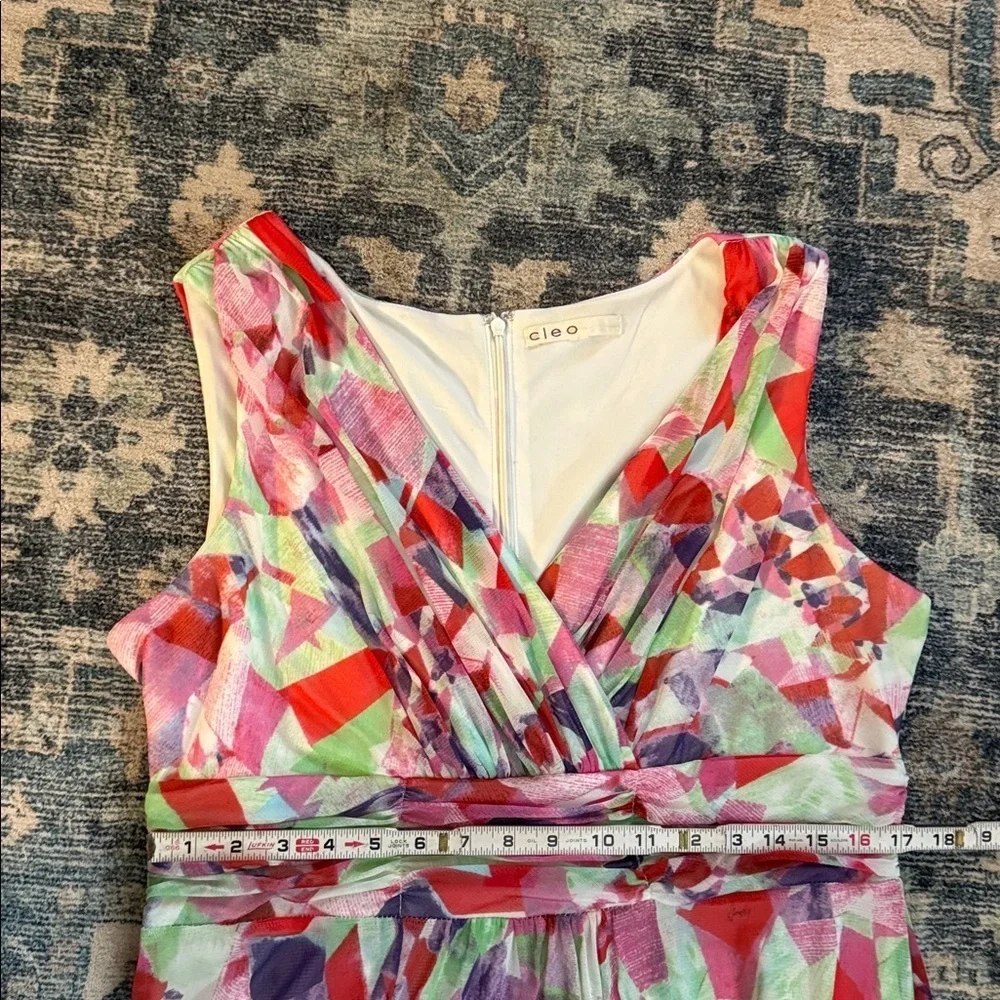 Cleo Multicoloured sleeveless, V neck flowy midi dress. Size L - Picture 12 of 12